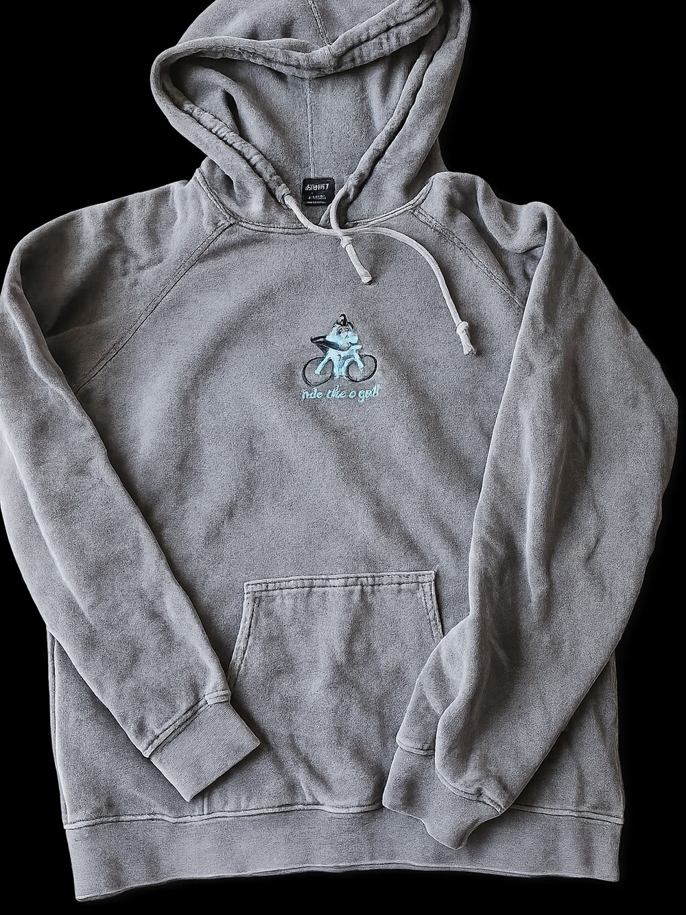 Terry Ride Like A Girl Women's Embroidered Hoodie Cycling Sweatshirt Small Gray